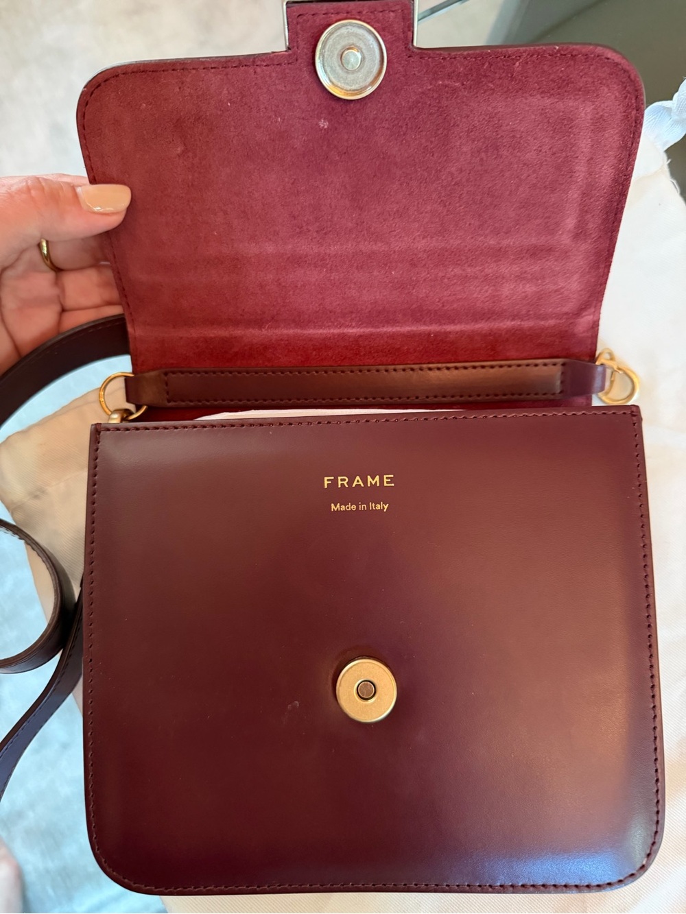 Frame Le Signature Mini Crossbody Leather Bag in Oxblood (dark red) - Picture 6 of 8